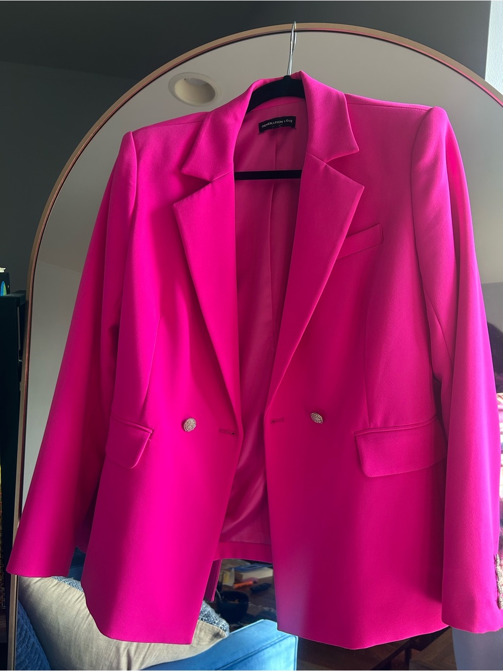Generation Love Bright Hot Pink Double-Breasted Blazer. Size medium. Like-new.